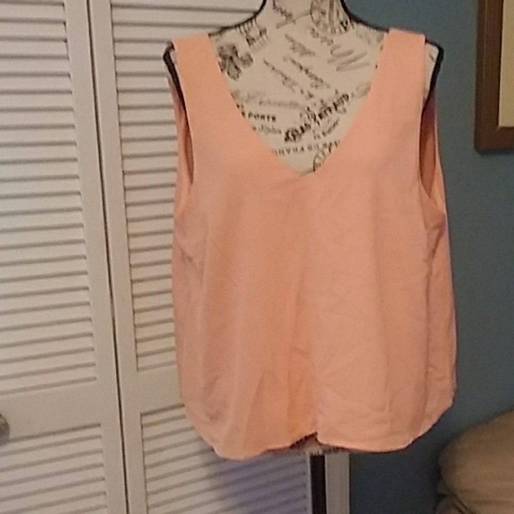 Lulu's Peach V-Neck Crop Tank, Tie Back